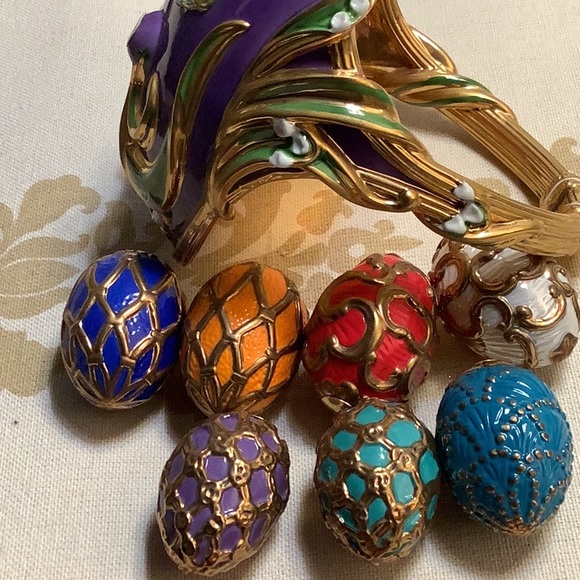 Franklin Mint Faberge Spring Egg Basket with 9 Eggs - Picture 4 of 12